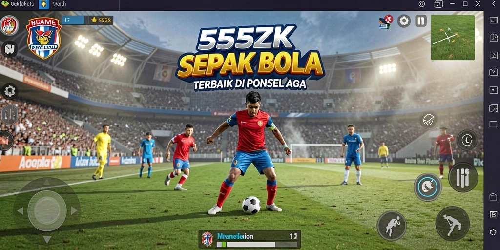 Tampilan gameplay menarik dengan aksi sepak bola yang mendebarkan.