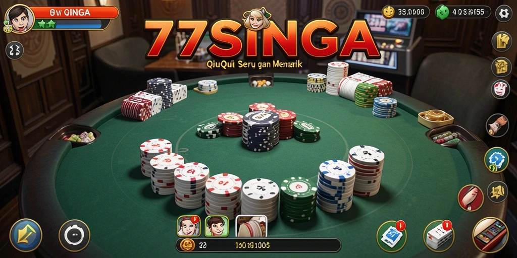 Tampilan seru gameplay QiuQiu di 77SINGA.