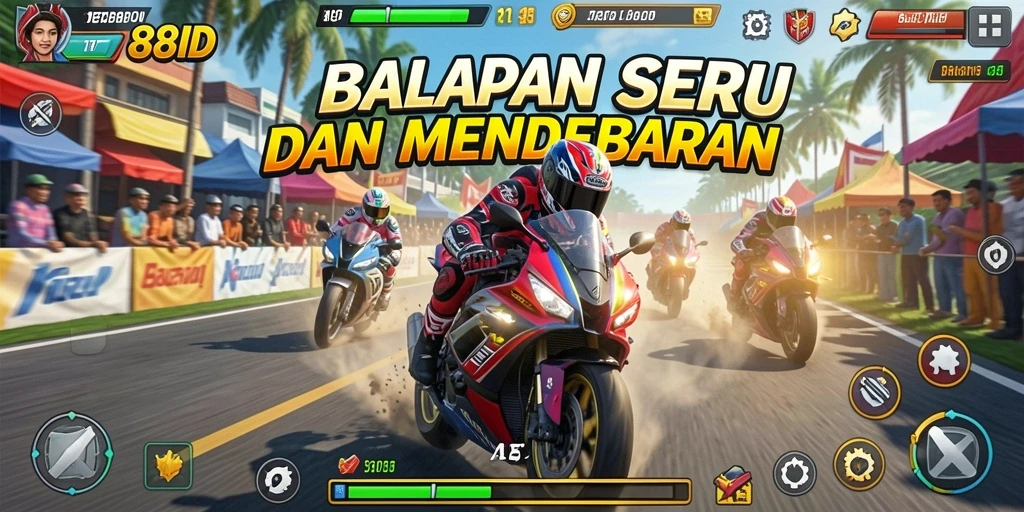 Gameplay menegangkan dalam balapan motor di 88ID.