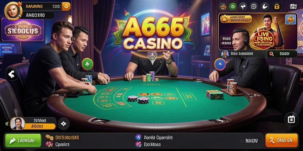 Screenshot gameplay menunjukkan dealer profesional dalam permainan Live Casino.