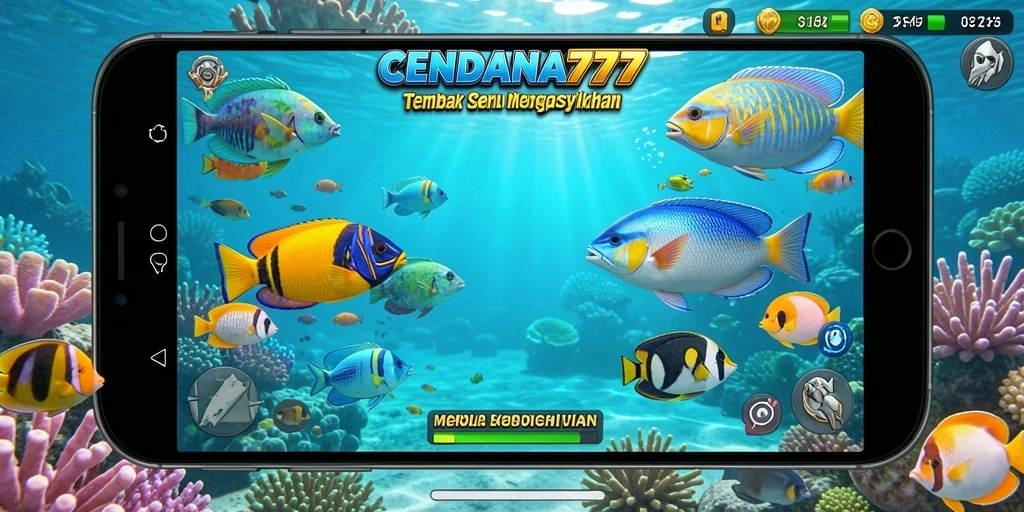 Screenshot gameplay CENDANA777 dengan aksi menembak ikan yang seru.