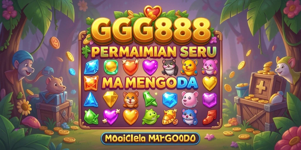 Screenshot GGG888 menampilkan aksi mencocokkan objek berwarna-warni.