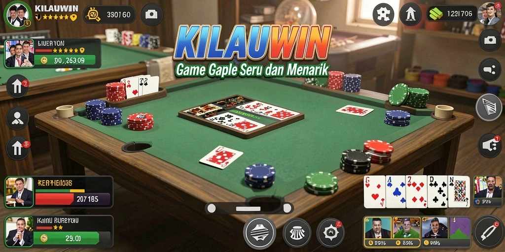 Tampilan gameplay Gaple yang seru dan interaktif di KILAUWIN.