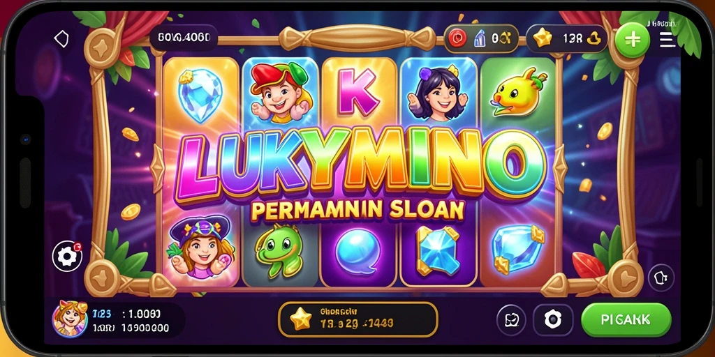 Tampilan gameplay LUKYMINO yang menarik dengan efek visual yang memukau.