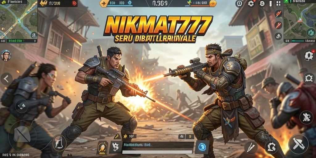 Tampilan seru gameplay NIKMAT777 dalam pertempuran Battle Royale.