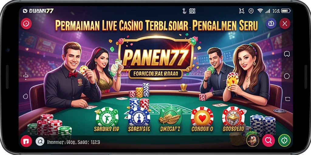 Screenshot gameplay PANEN77 menampilkan dealer live yang profesional.