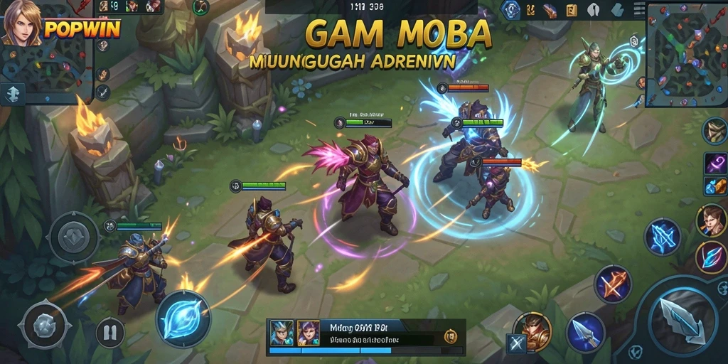 Tampilan gameplay seru dalam pertempuran tim di <strong>POPWIN</strong>.