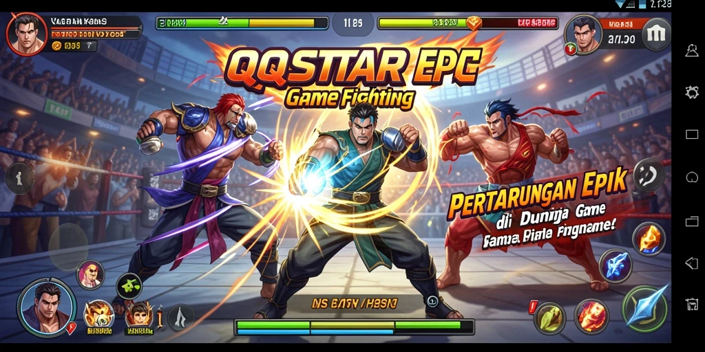 Screenshot QQSTAR menampilkan pertarungan seru dengan grafis yang memikat.