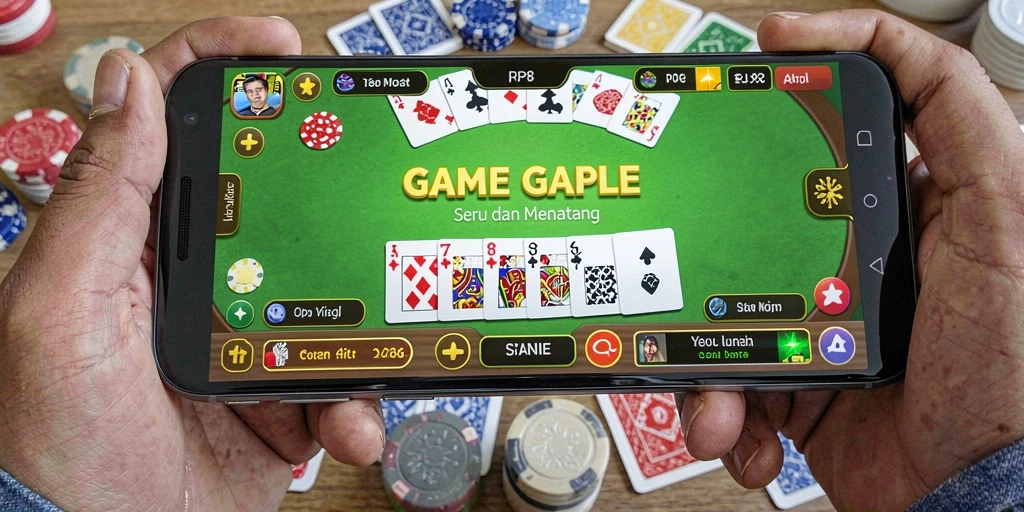 Gameplay seru dari aplikasi Gaple RP8 yang penuh tantangan.