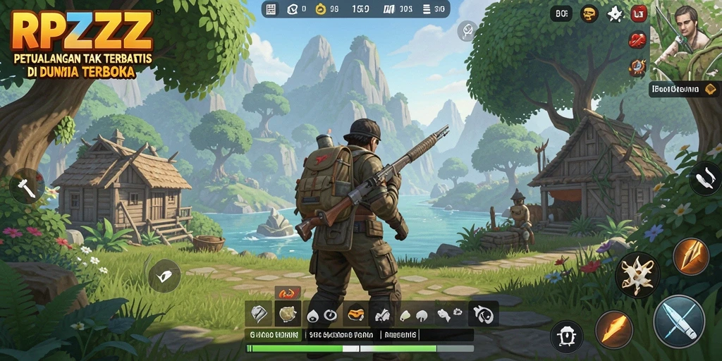 Screenshot gameplay RPZZZ yang menampilkan petualangan dalam dunia terbuka.