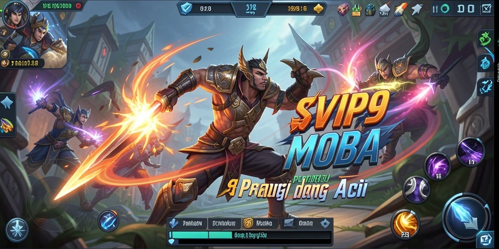 Tampilan aksi seru dalam pertempuran MOBA di SVIP9.