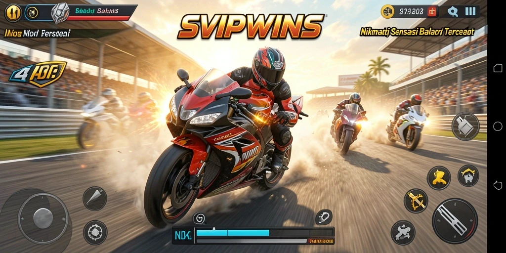 Tampilan gameplay seru balap motor di SVIPWINS.